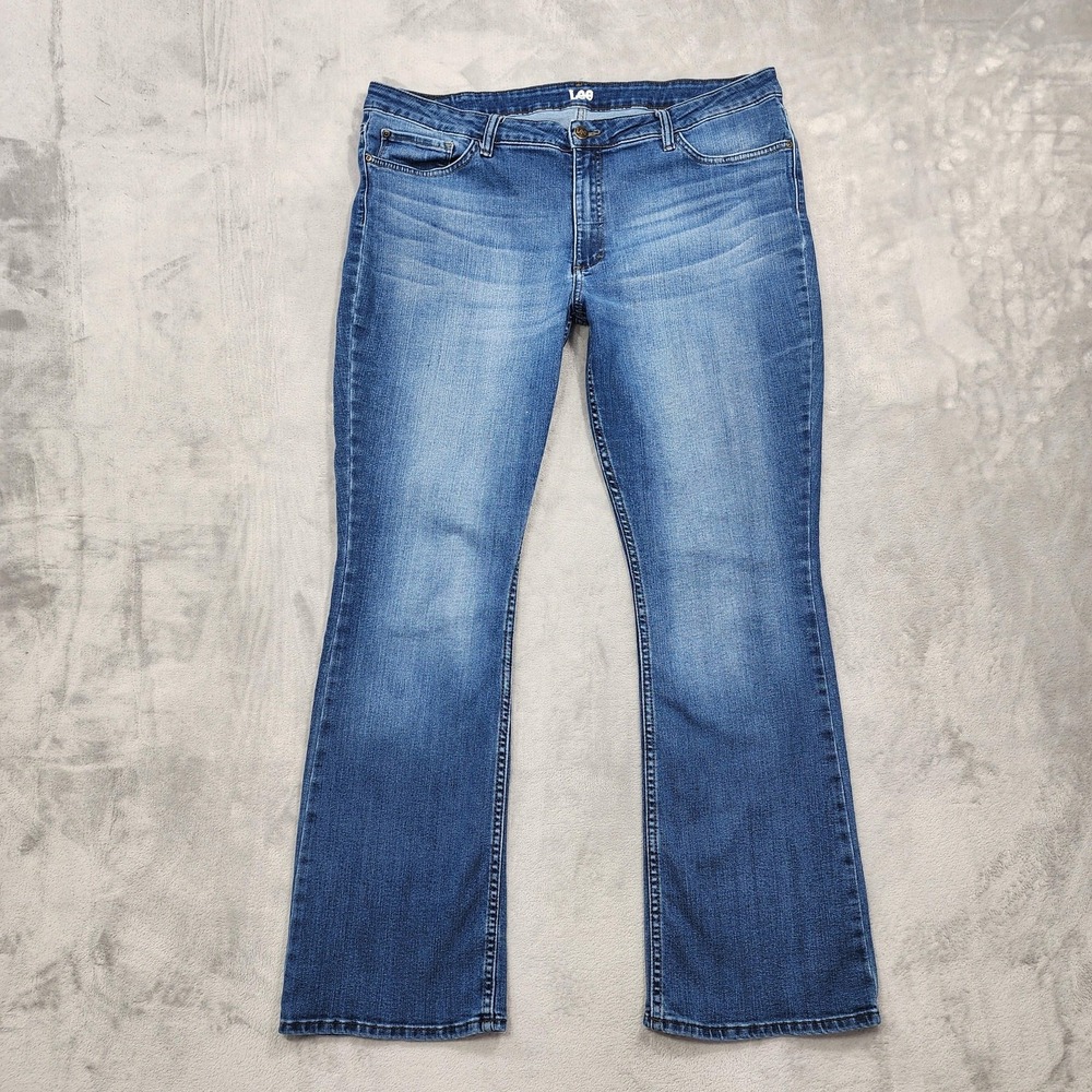 Lee Jeans Womens 20L Blue Mid Rise Bootcut Stretch Denim Medium Wash Casual